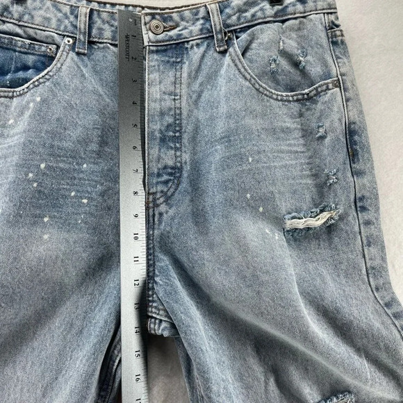 No Boundaries Jeans Womens 33 x 27 Mom High Waist Distressed Light Washed Blue - Picture 7 of 9